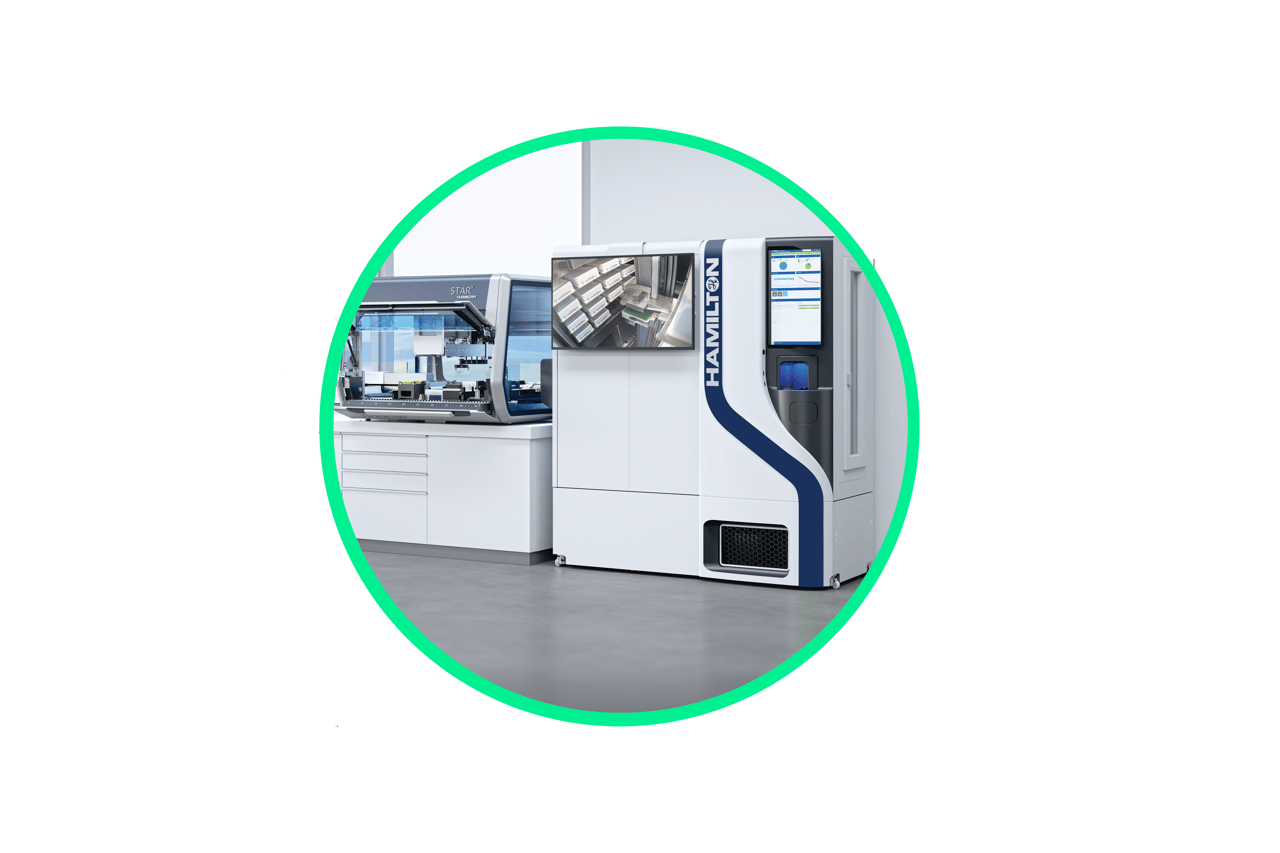 Hamilton Verso Q-Series automated sample storage system integrated with Hamilton STAR