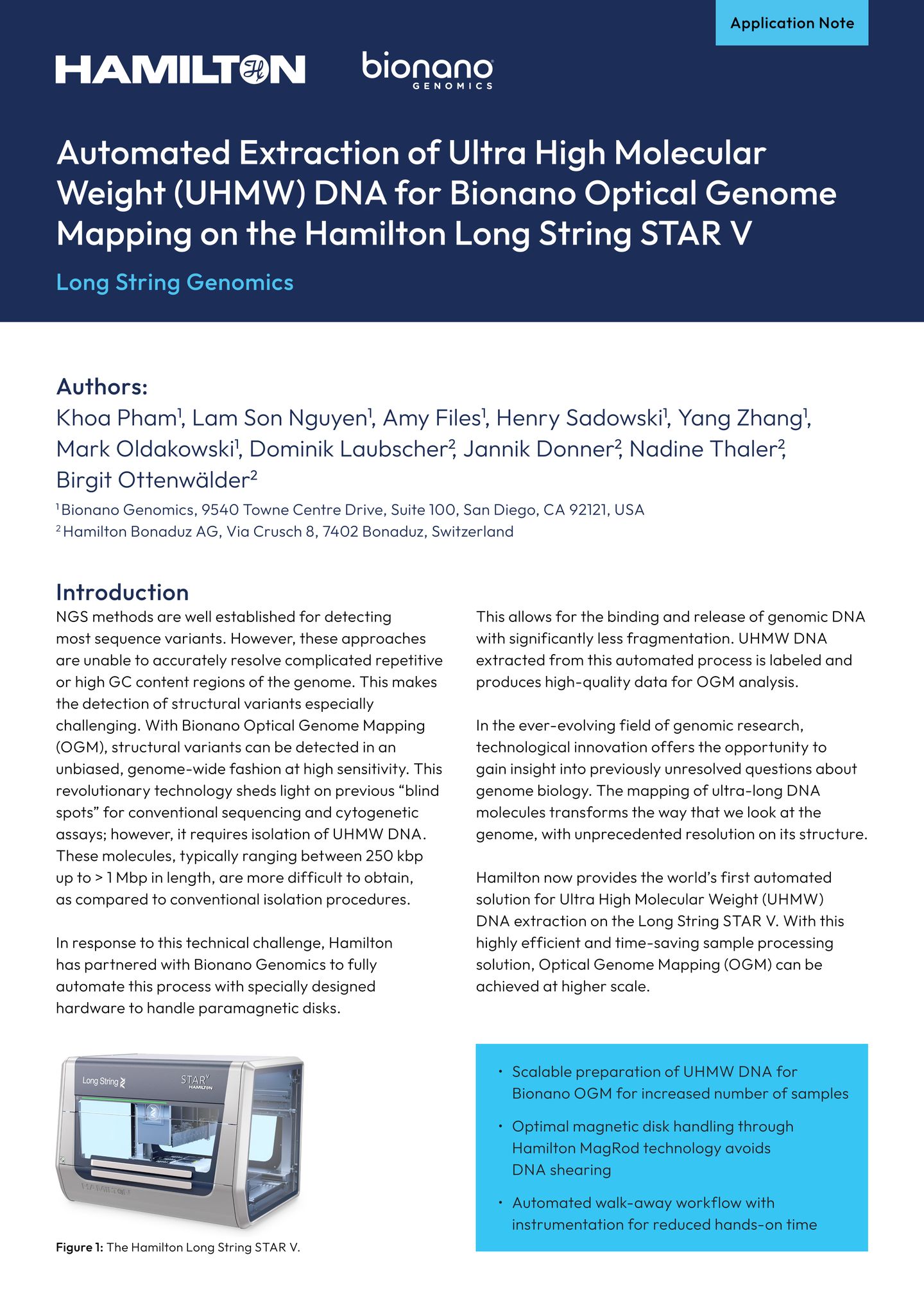 Hamilton Long String STAR V automated liquid handler for UHMW DNA extraction