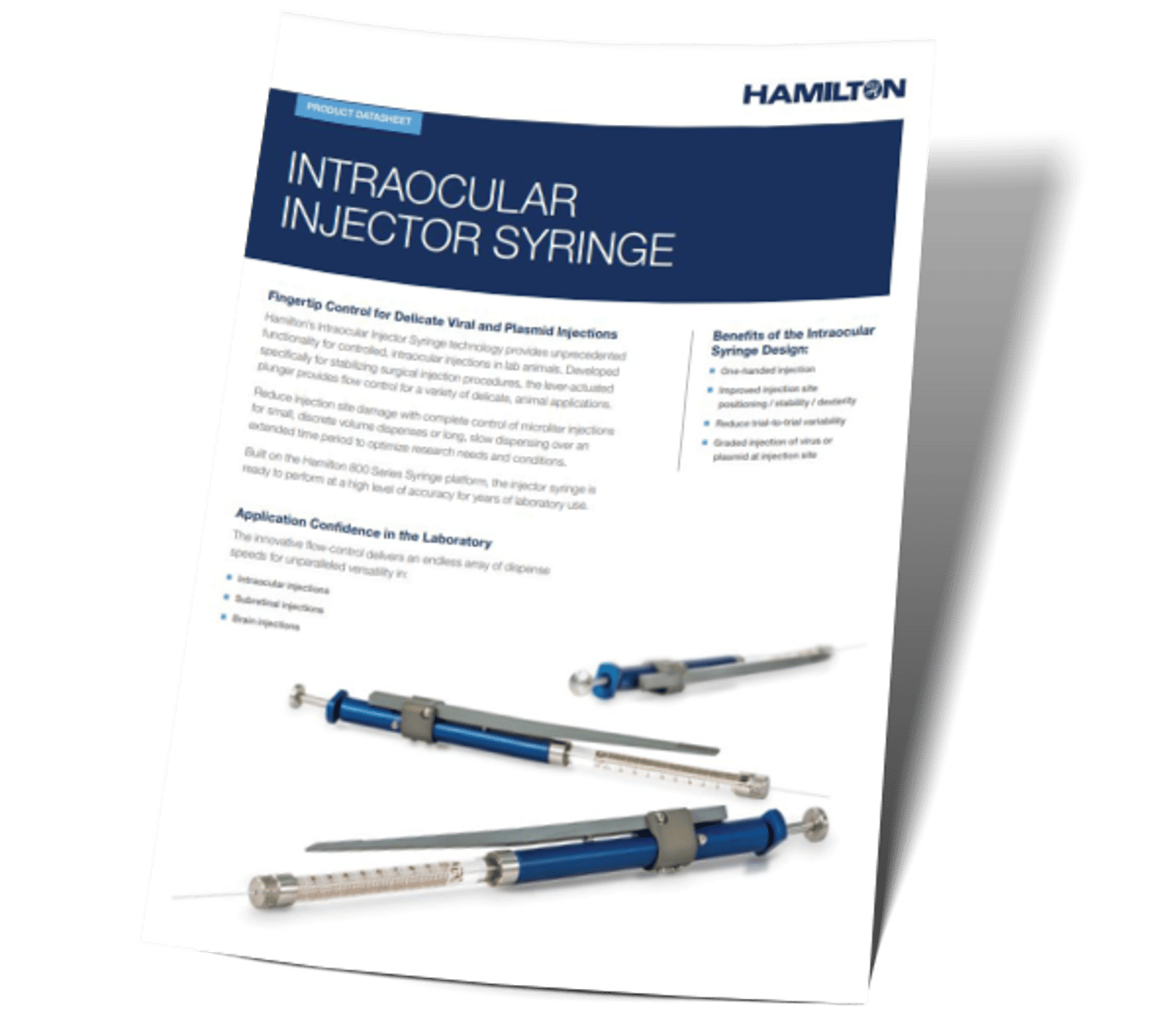 Hamilton Intraocular Syringe Data Sheet