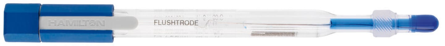 Hamilton Flushtrode pH electrode with transparent body and blue end caps