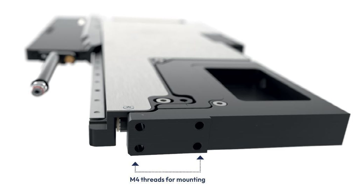 ZEUS X1 from the bottom with a focus on M4 threads for mounting