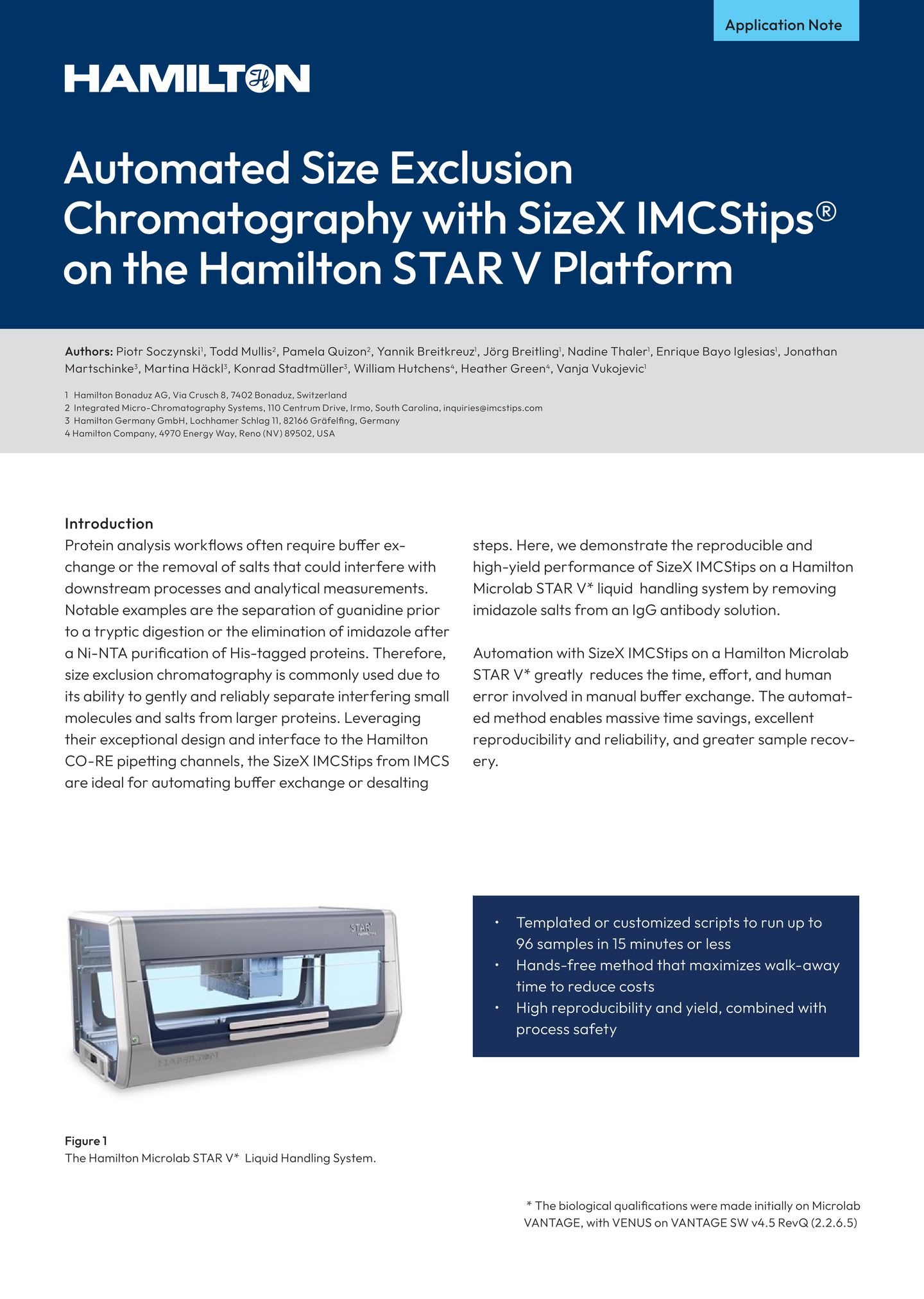 Application note 2404 16 Automated Size Exclusion Chromatography STARV Platform TIMG
