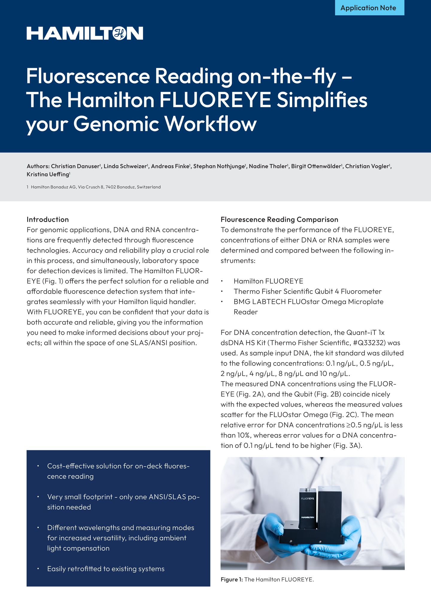 Application note 2406 03 The Hamilton FLUOREYE enables on the fly fluorescence reading TIMG