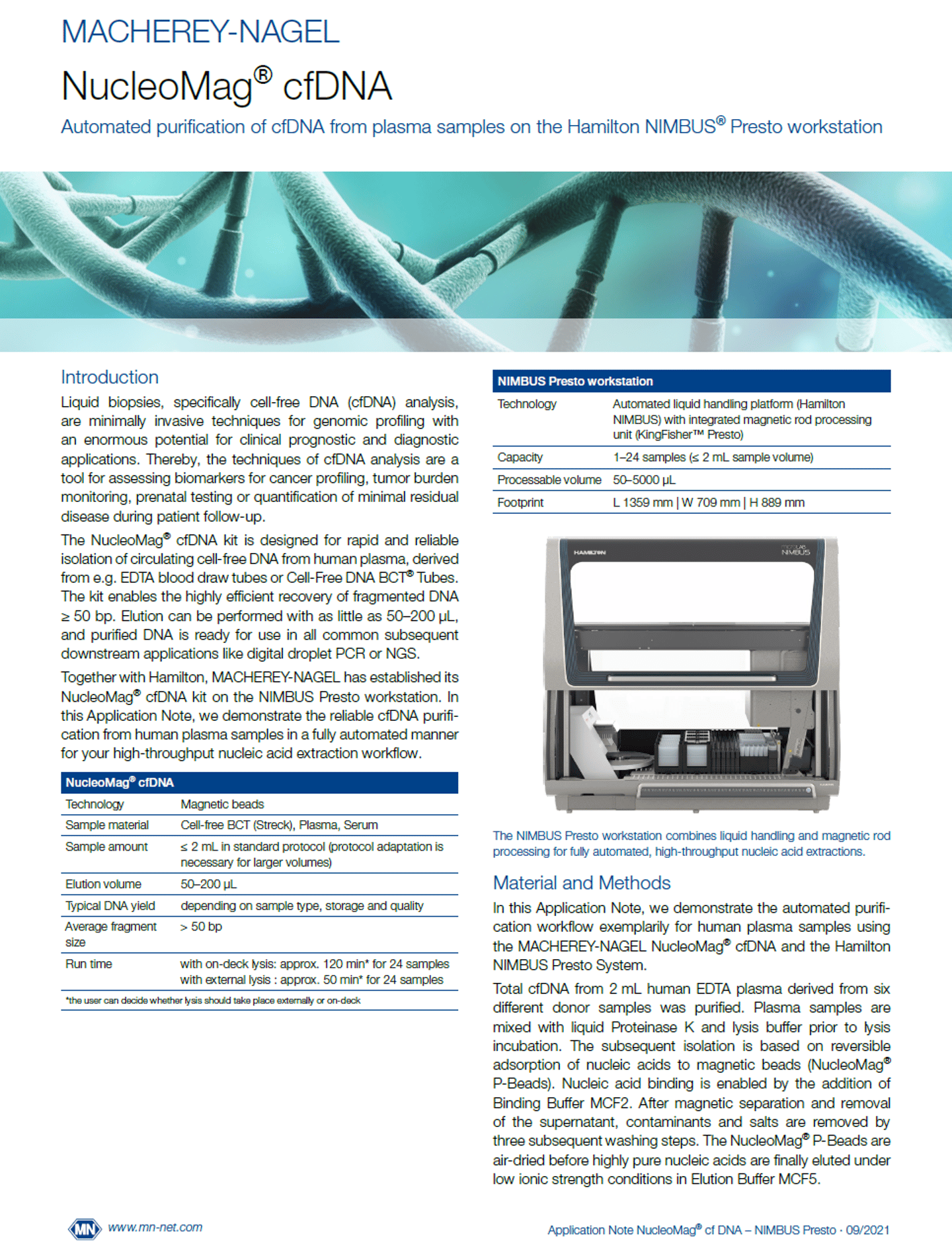 Application note Nucleo Mag cf DNA NIMBUS Presto Cover