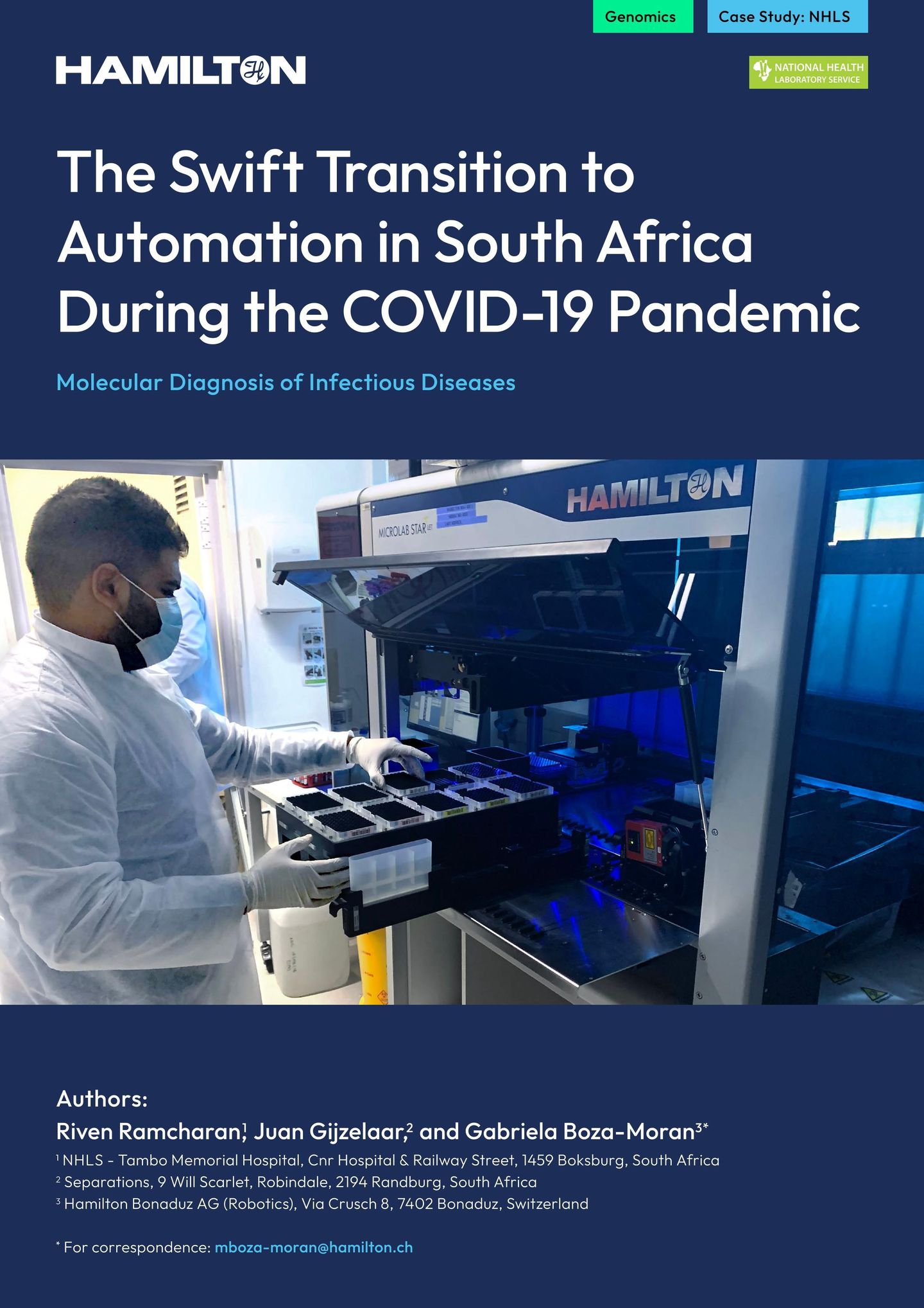 Cover image for Hamilton case study on NHLS Tambo laboratory automation