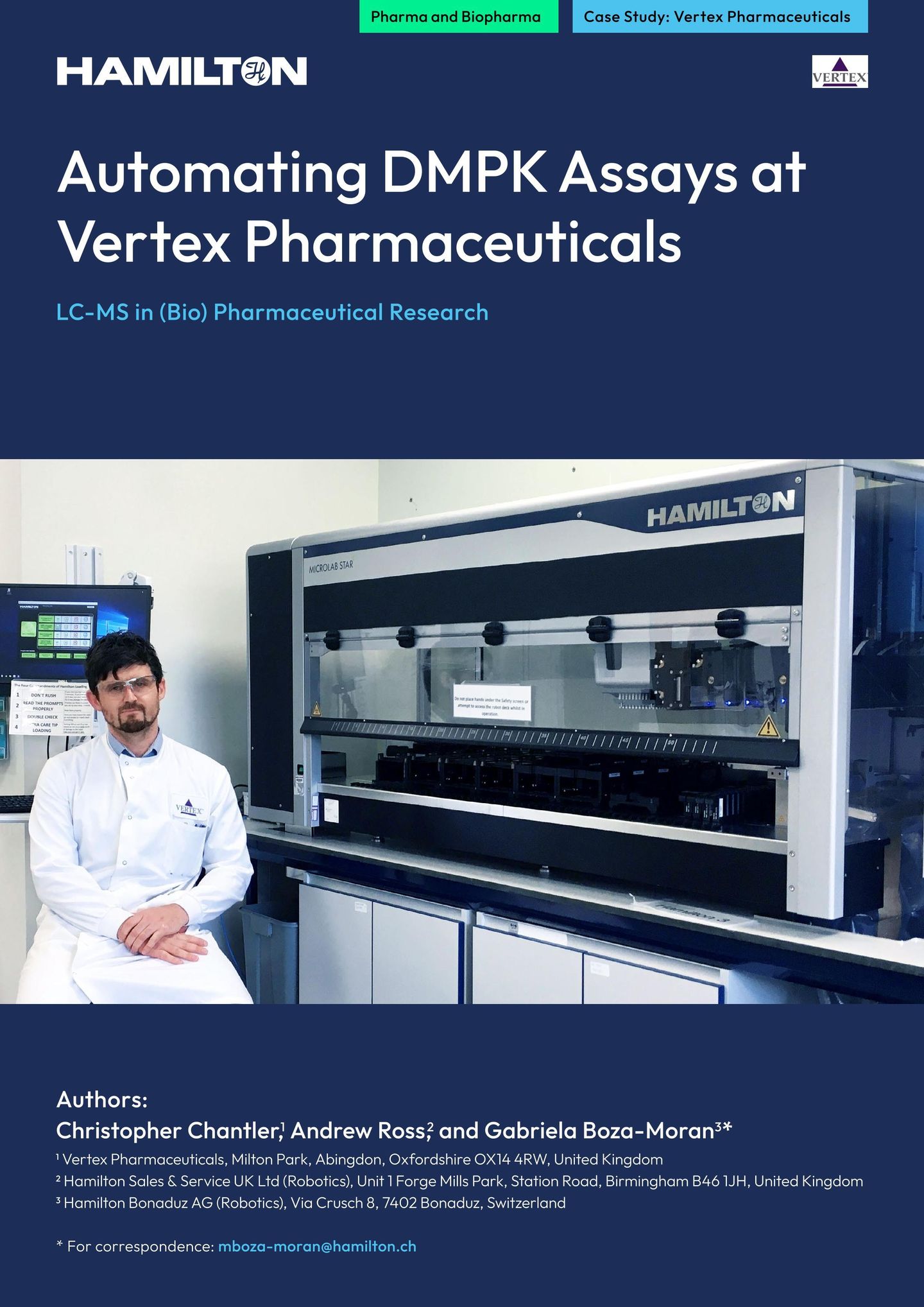 Cover image for Hamilton case study on Vertex Pharmaceuticals R&D automation