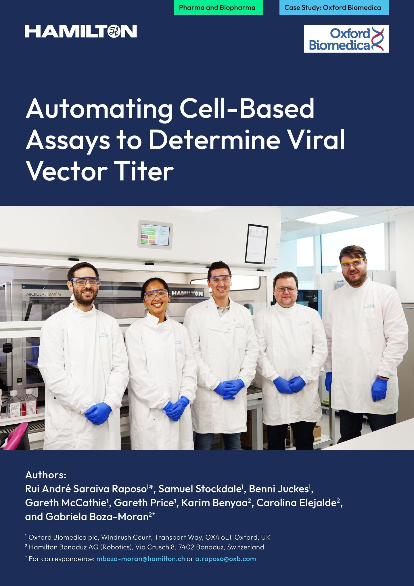 Cover image for Hamilton case study on Oxford Biomedica cell and gene therapy automation