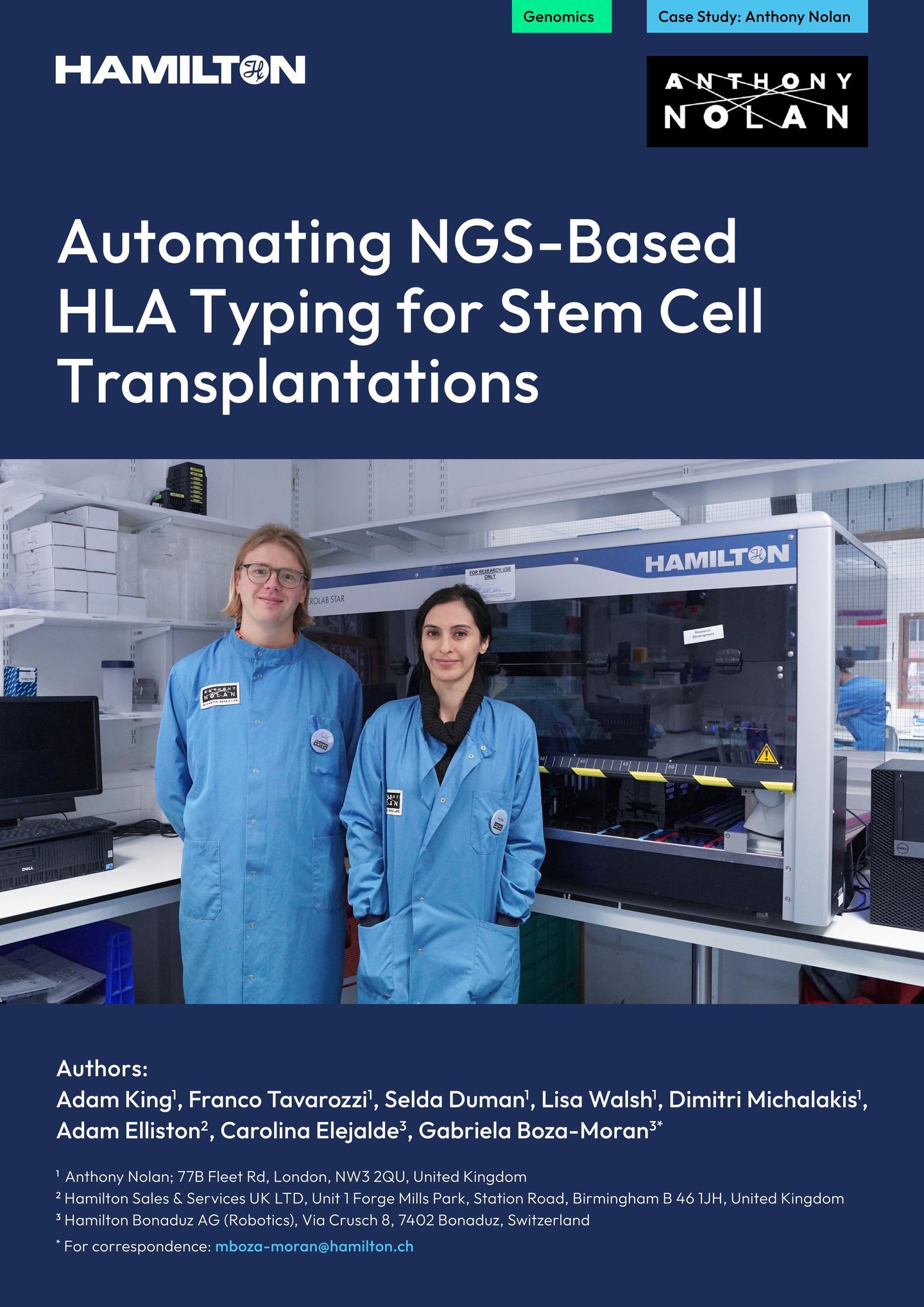 Cover image for Hamilton case study on Anthony Nolan laboratory automation