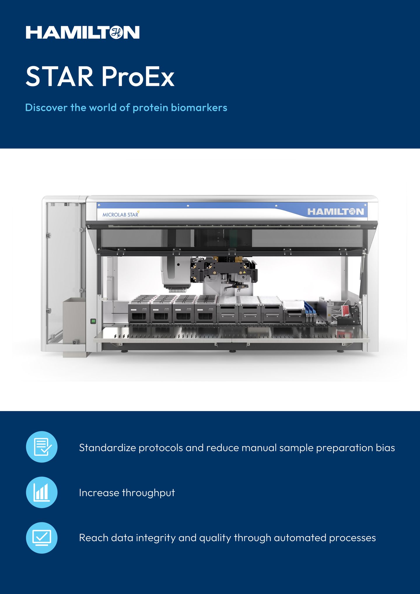 Hamilton STAR ProEx automated liquid handler on a white background, with Hamilton branding visible
