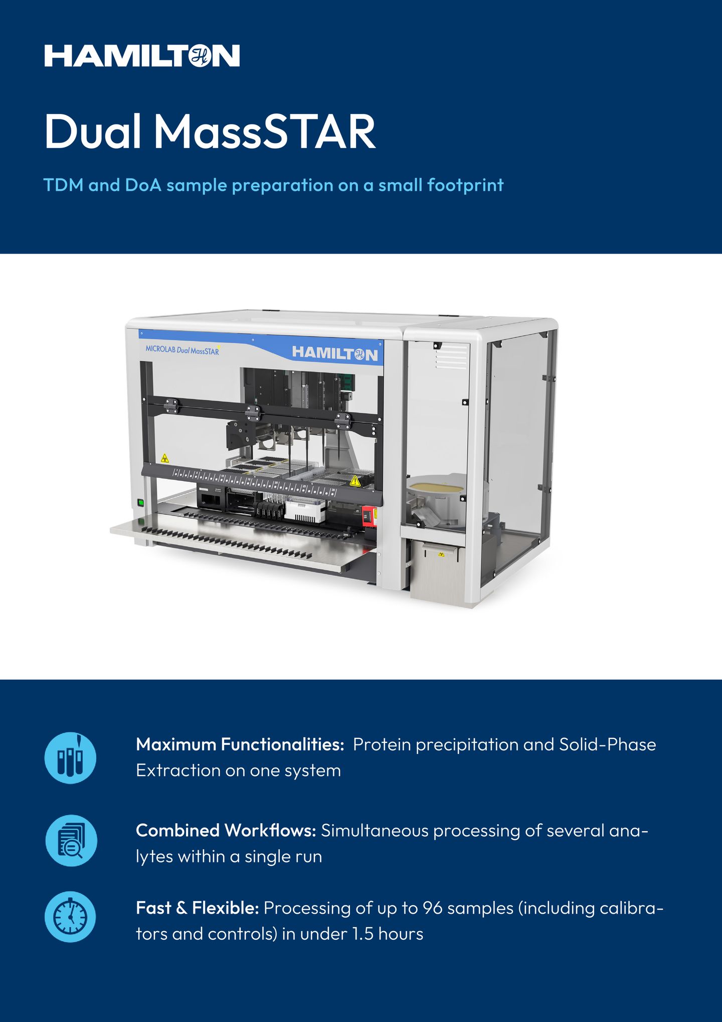 Microlab Dual MassSTAR automated liquid handling workstation with enclosed frame and dual pipetting arms