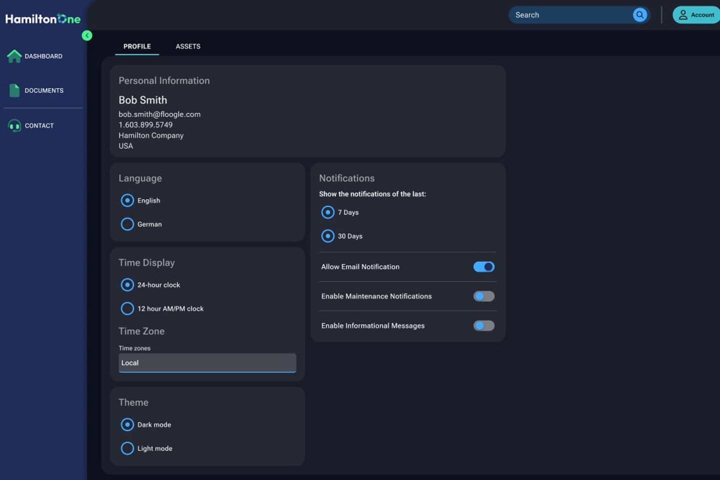 HamiltonOne Features - Asset Preferences