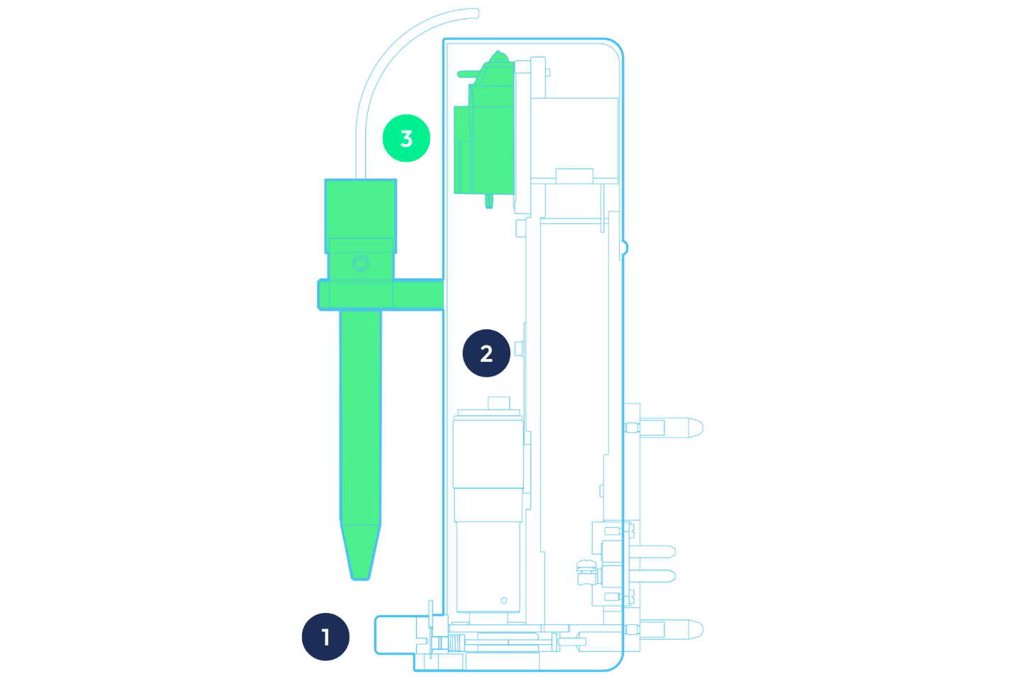 Technical drawing and location of the ALLDROP SMARTRESERVOIR system.