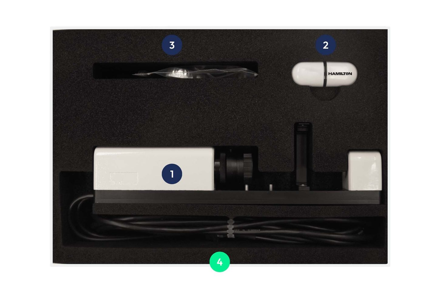 SMARTDROP Kit includes power and USB cables to connect the module to a PC and control unit for immediate use.