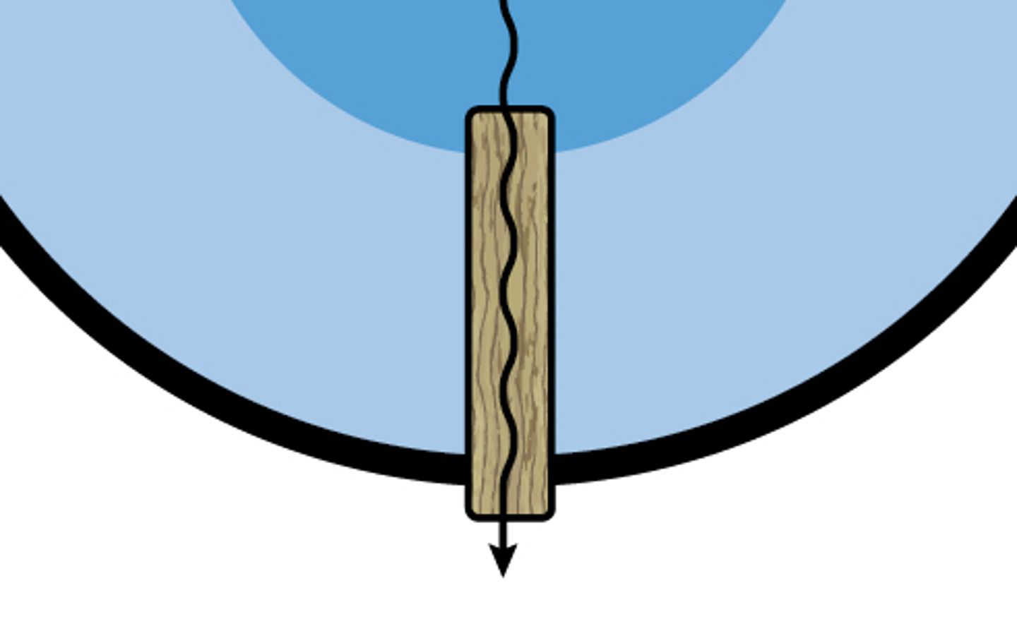 Diagram of a diaphragm valve body cross-section with flow arrow indicating direction.