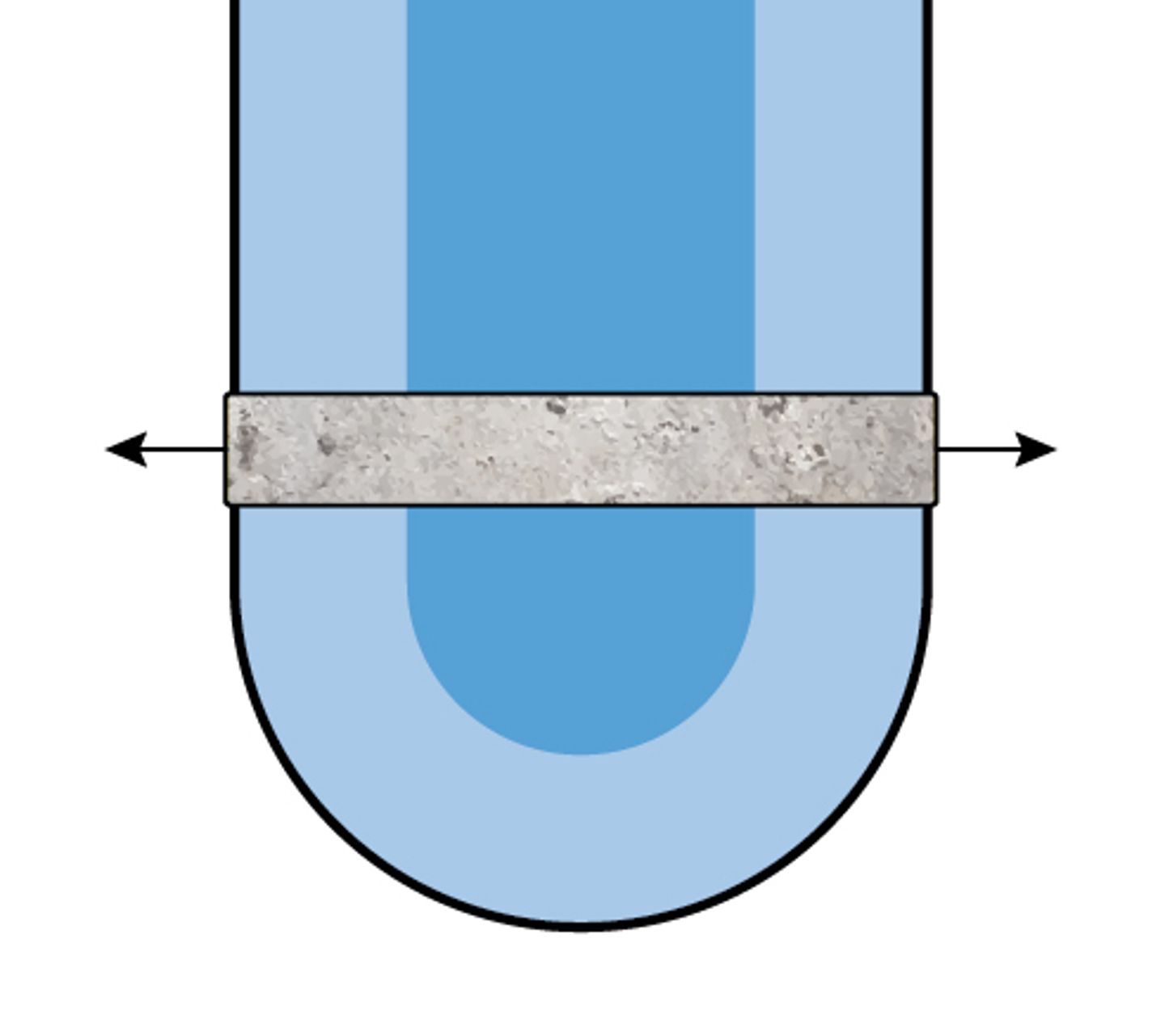 Cross-section diagram of a syringe tip with a diaphragm seal shown expanding laterally
