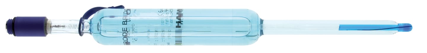 Hamilton Bridge Trode pH combination electrode with blue cap and glass sensor body