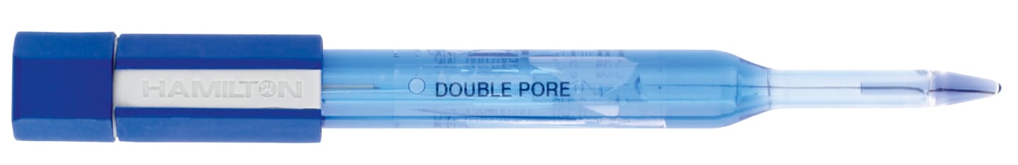 Hamilton Double Pore pH sensor with blue body and transparent shaft