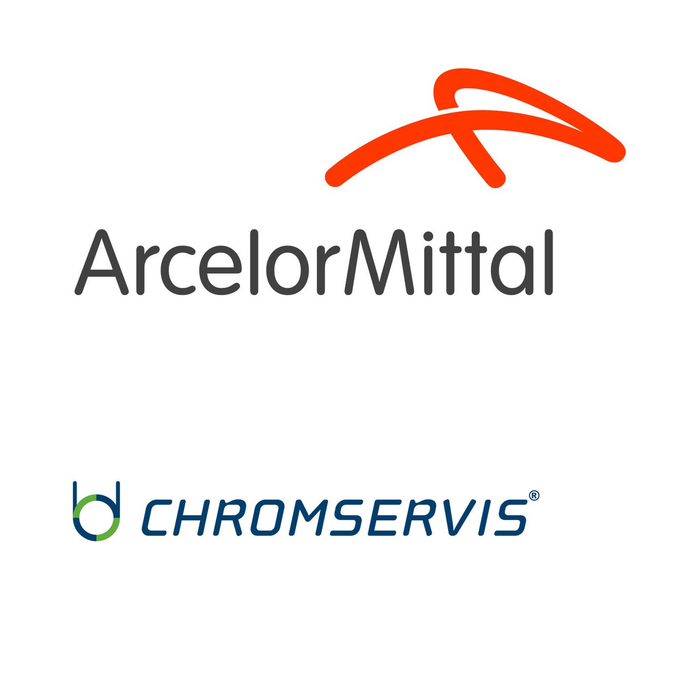 ArcelorMittal logo and Chromservis logo on white background