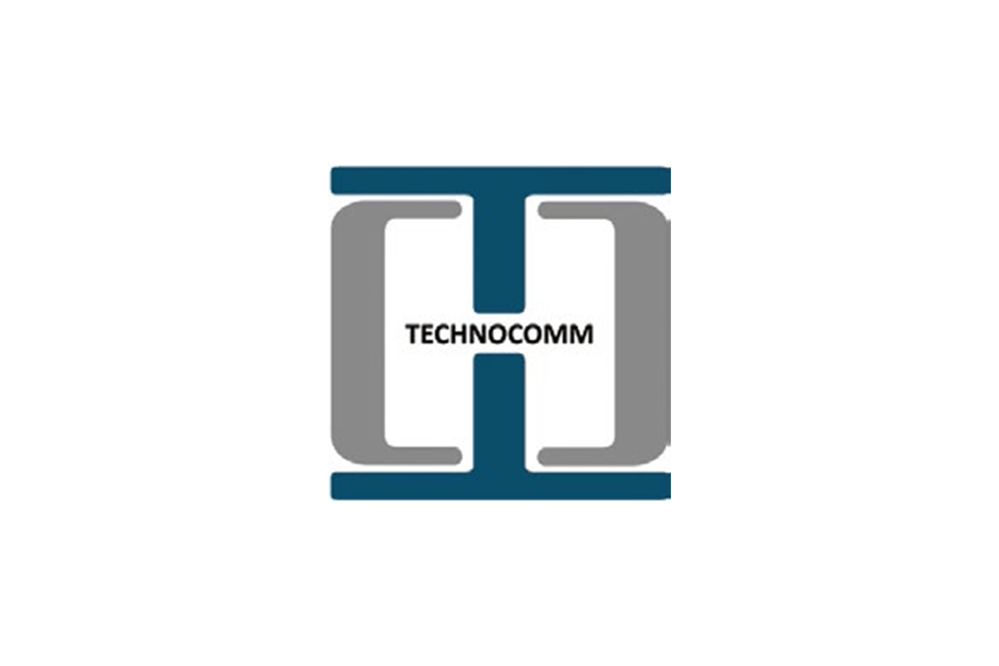 Technocomm logo with a blue and gray stylized "TC" monogram inside a square frame