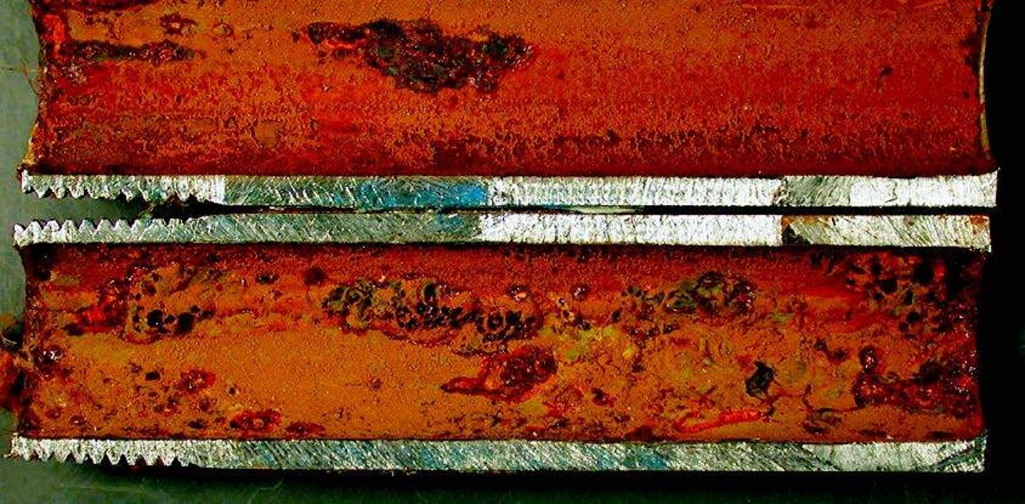 Corrosion in a cold water steel pipe