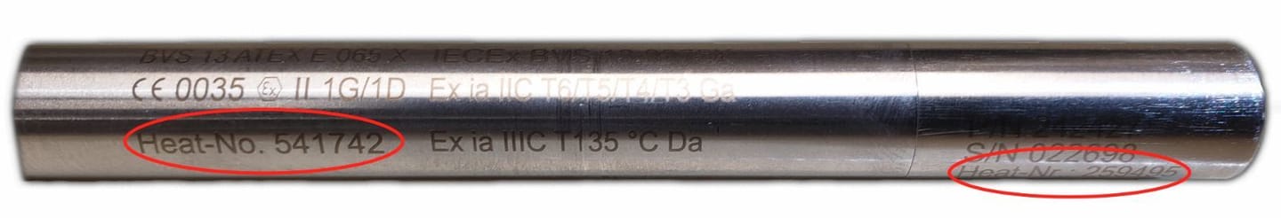 Heat number indication on Hamilton Sensor