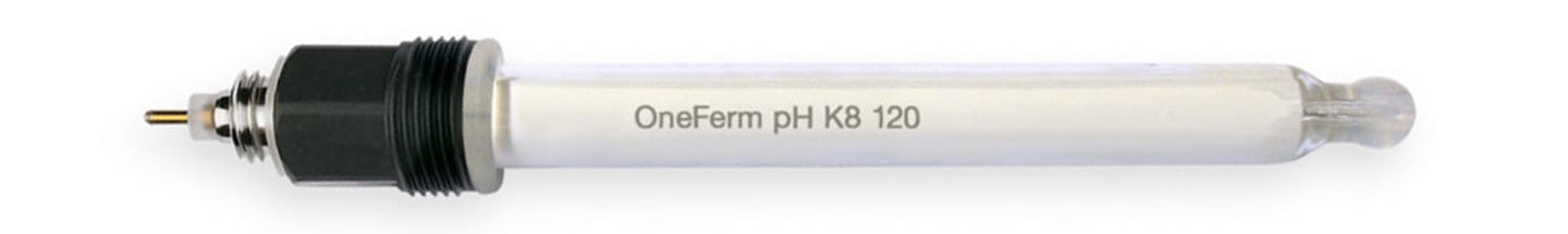 OneFerm pH K8 120 pH sensor with glass bulb tip and threaded body