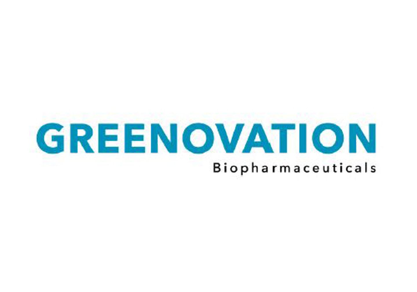 Greenovation Biopharmaceuticals logo in teal and dark blue text on white background
