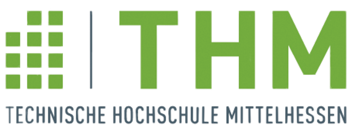 THM Technische Hochschule Mittelhessen logo in green and dark gray on transparent background