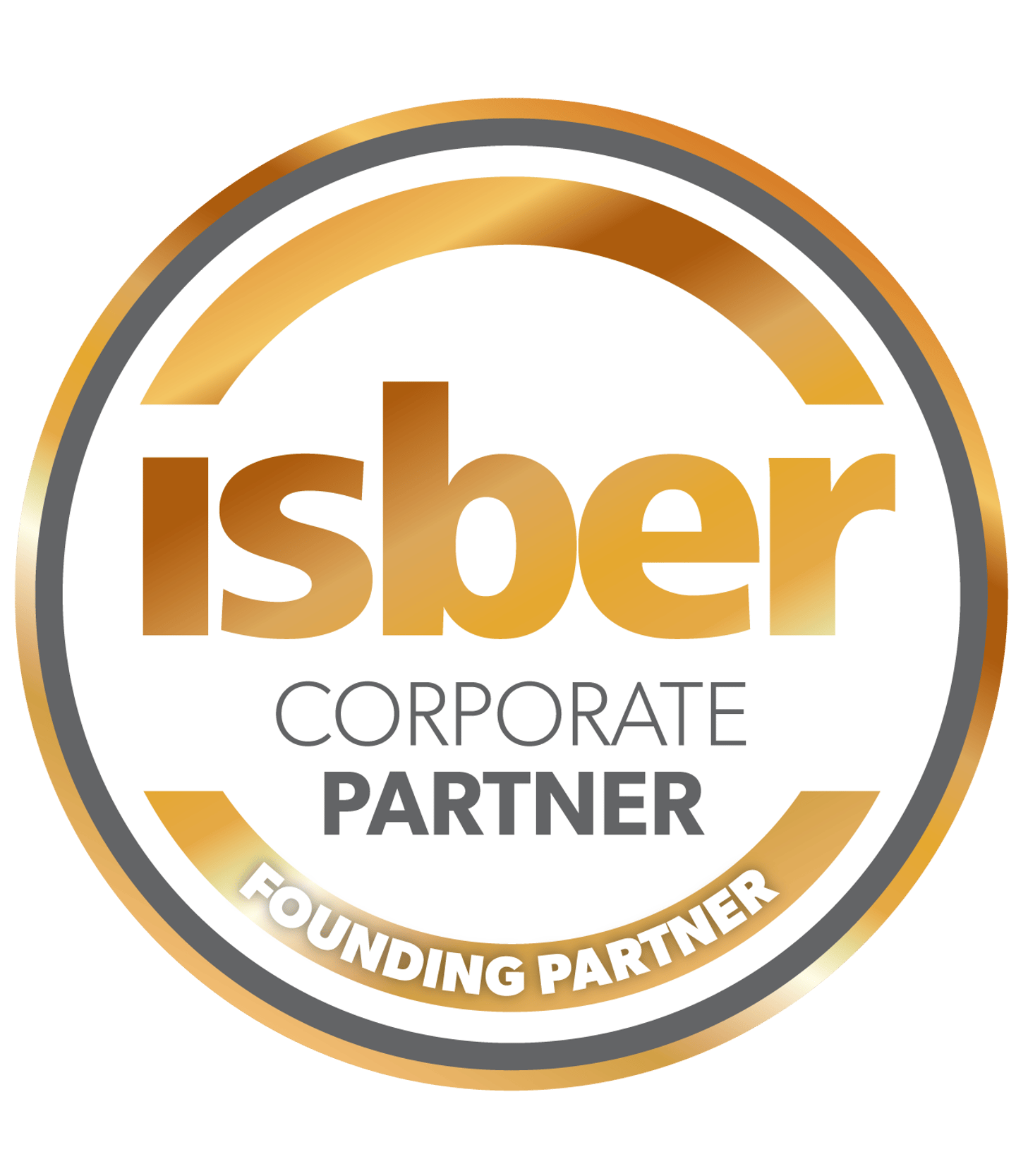 ISBER Corporate Partner – Founding Partner medallion badge in gold and gray tones
