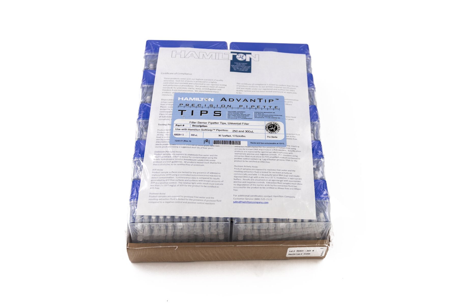 300 µL, Racked, Filter, Pre-Sterilized, 96 tips/rack