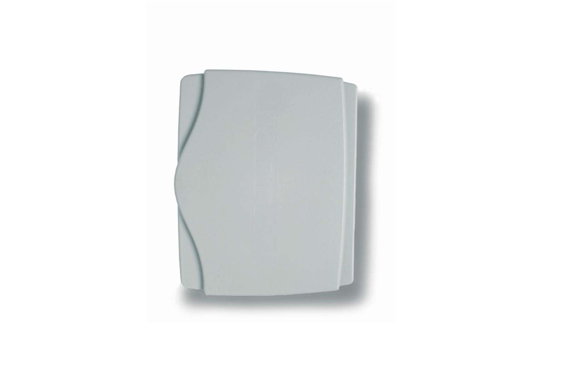 White plastic wall-mounted enclosure with curved front panel design