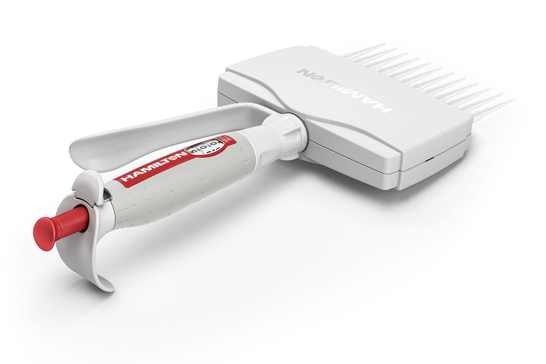Hamilton's Multi Channel, Pipette, Hamilton, 12 Channel, Autoclave, 30-300 µL Back Side View