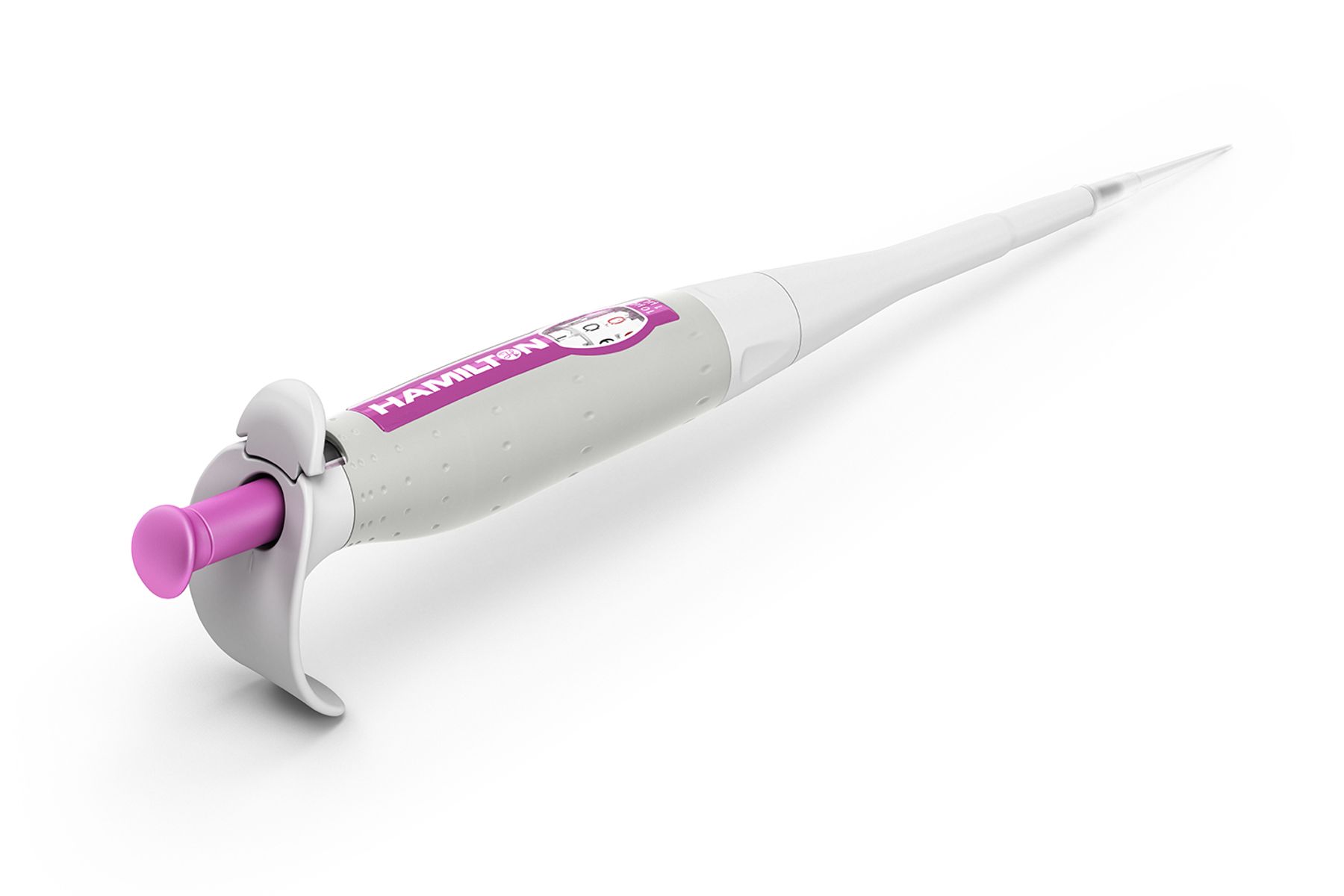Hamilton's Adjustable Volume SoftGrip Pipette 10-1 µL Back Left View