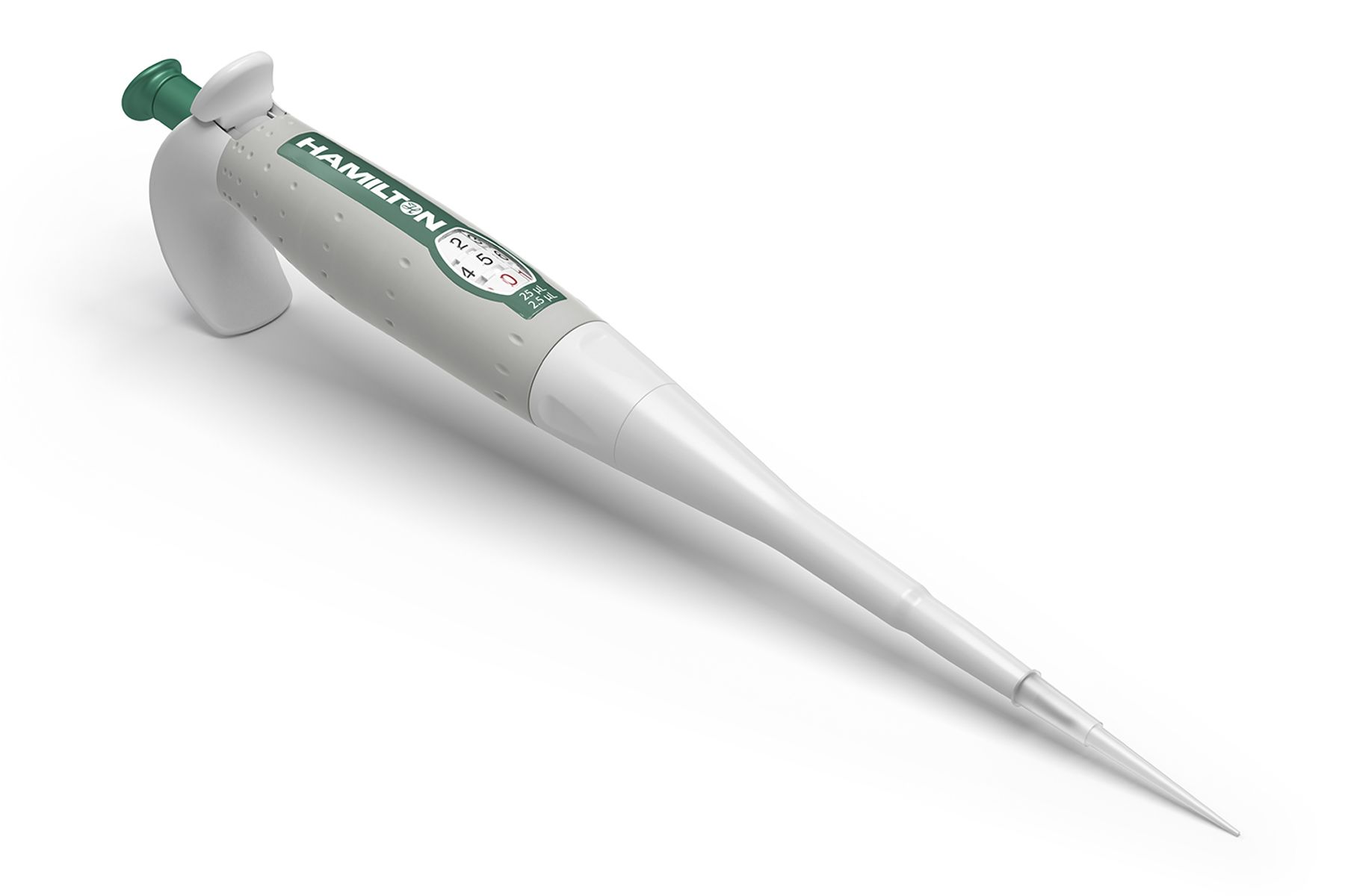 Hamilton's Adjustable Volume SoftGrip Pipette 25-2.5 µL Front View