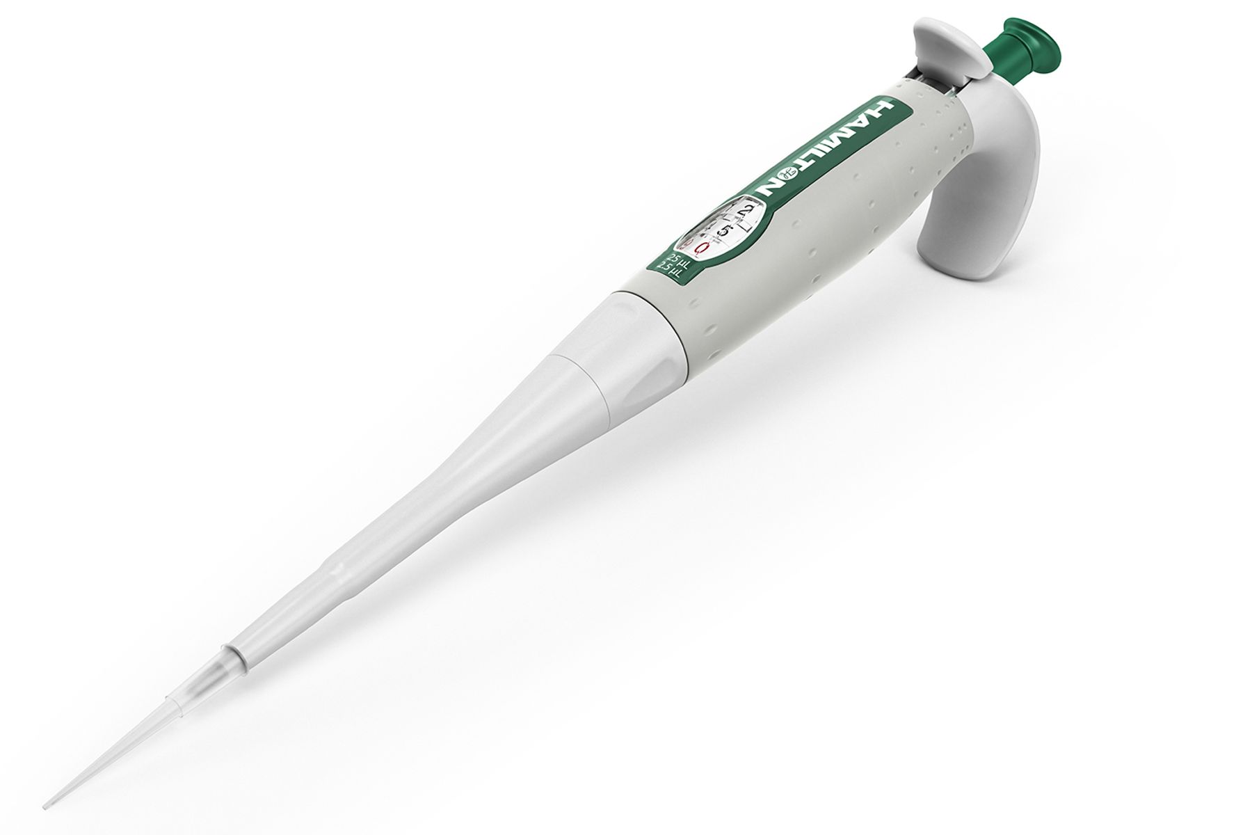 Hamilton's Adjustable Volume SoftGrip Pipette 25-2.5 µL Side View