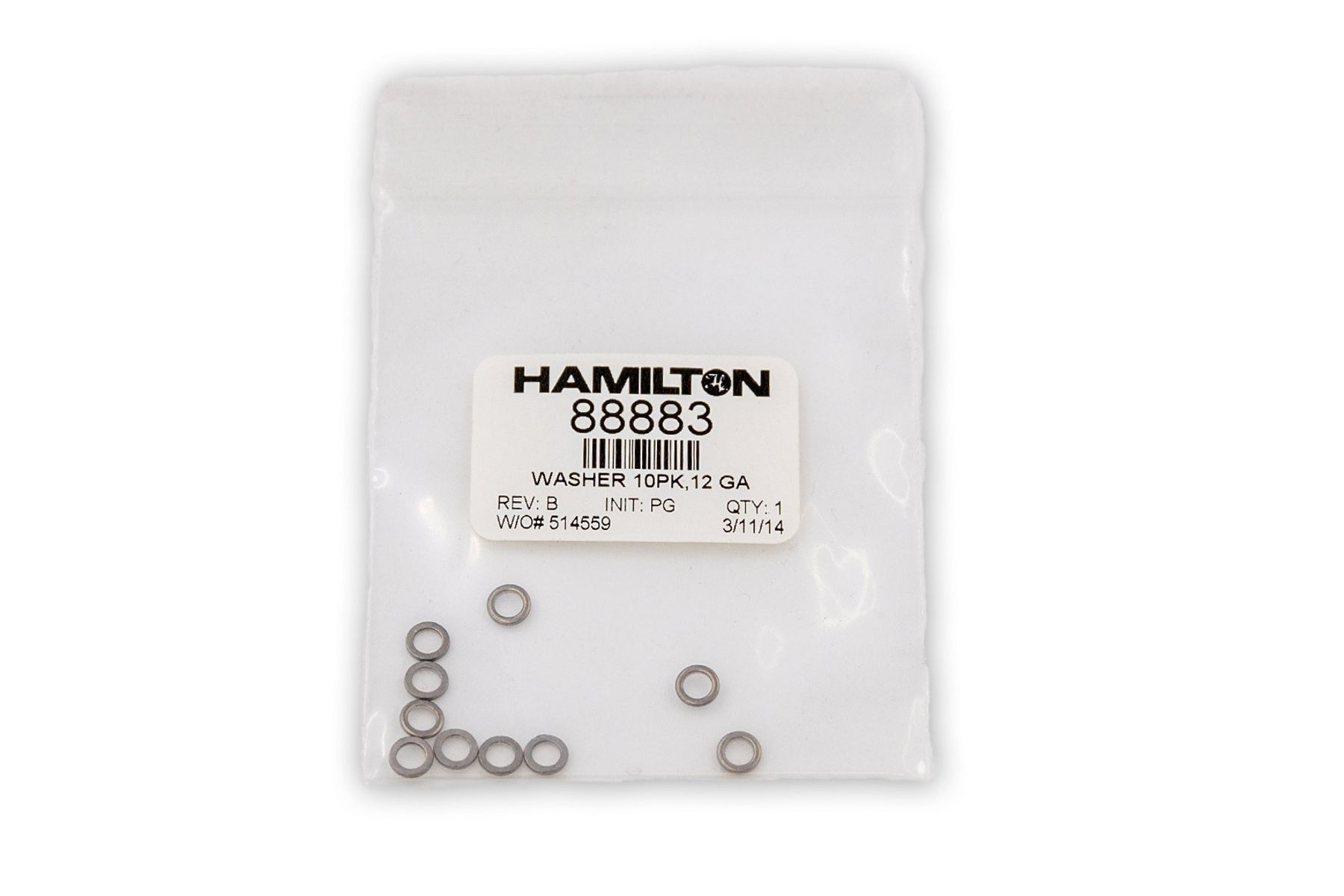 Hamilton 1/4"-28 Washers (12 gauge), Stainless Steel, 10/pk