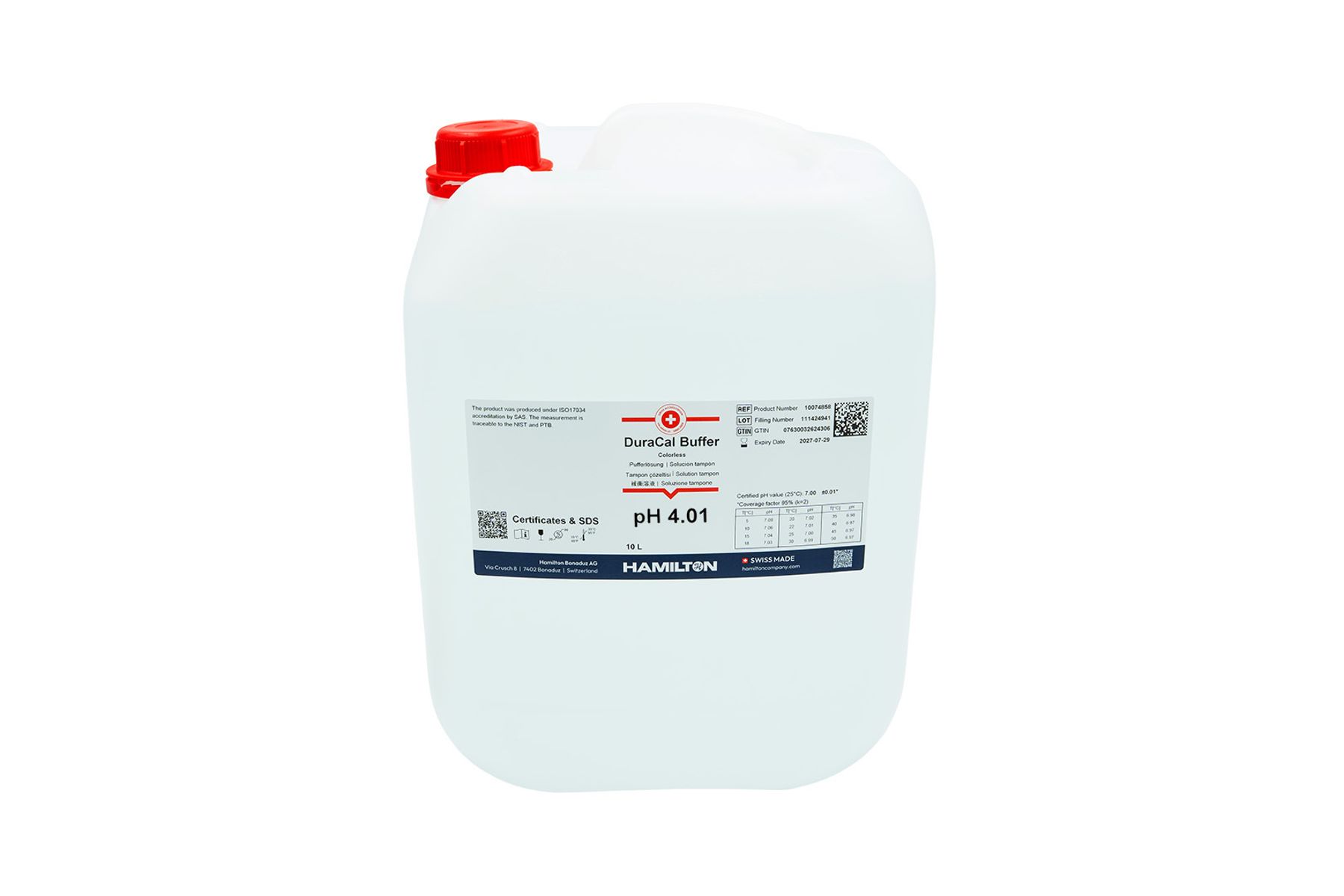 Duracal ph buffer 4 10 L