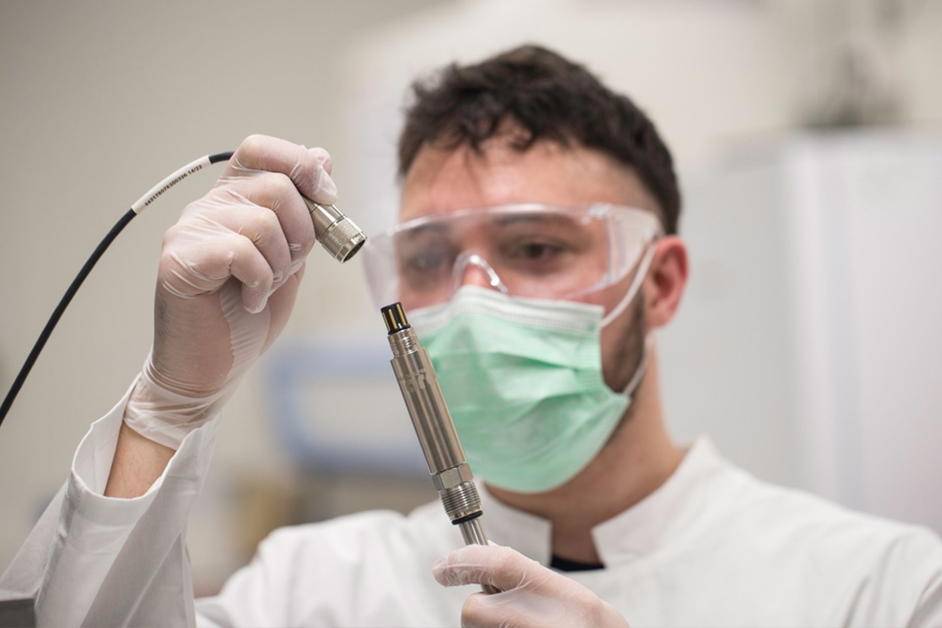 Technician with sensor
