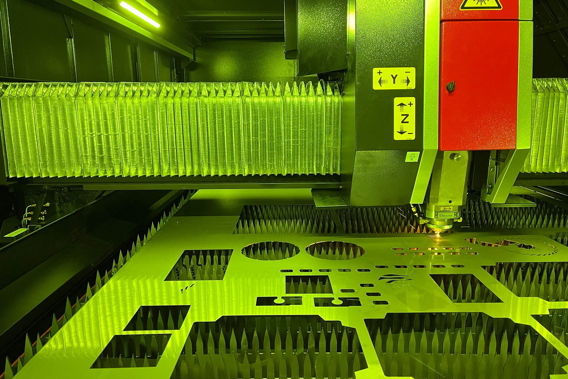 Inside of a sheet metal machine