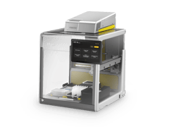 Hamilton Prep automated liquid handler with touchscreen interface and module mounted on top, shown on white background