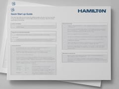 Hamilton Quick Start Guide document showing sections for installation, preparation, system setup, and maintenance