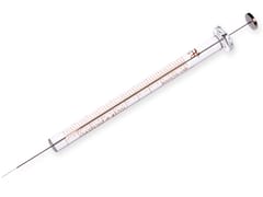 Hamilton Gastight #1701 glass syringe with metal plunger and fine needle, graduated scale, Made in USA