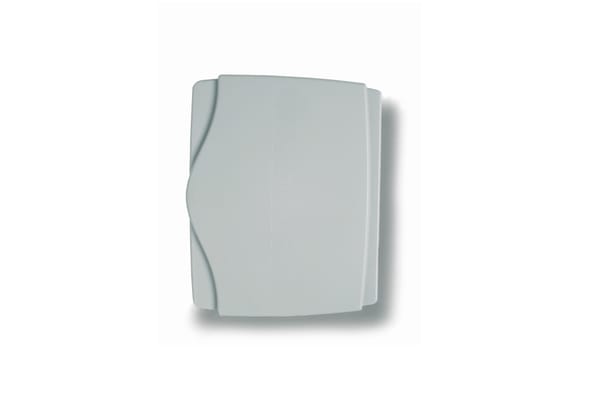 White plastic wall-mounted enclosure with curved front panel design