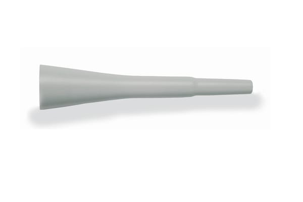 Gray tapered ejector sleeve with wide flared end narrowing to a small cylindrical tip
