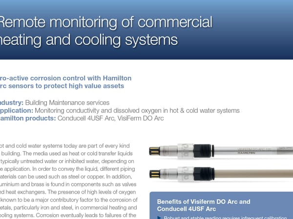 Two Hamilton Arc sensors: VisiFerm DO Arc 120 and Conducell 4USF Arc, shown side by side on white background