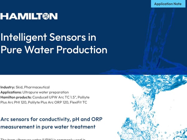 intelligent sensors in ultra pure water production