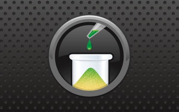 Icon showing a pipette tip dispensing a green drop into a container of yellow-green powder