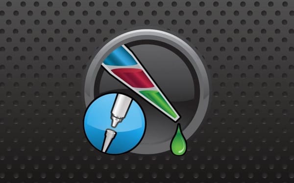 Graphic icon with a no-symbol over a multicolor pipette tip, a magnified syringe tip, and a green liquid droplet.