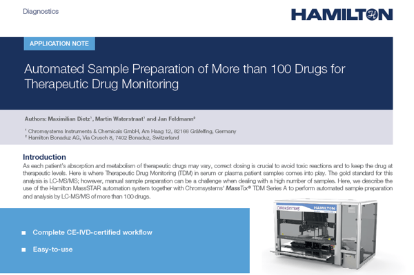 Hamilton MassSTAR automated liquid handling system with Chromsystems branding on white enclosure