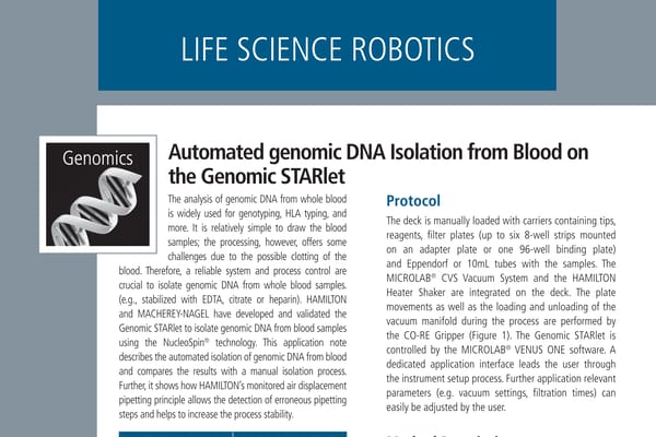 Application note Nucleo Spin 96 Blood Genomic STARlet TIMG